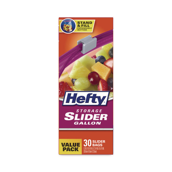 Slider Stand and Fill Food Storage Bags, Gallon, 10.56" x 11", Clear, 30 Bags/Box, 9 Boxes/Carton