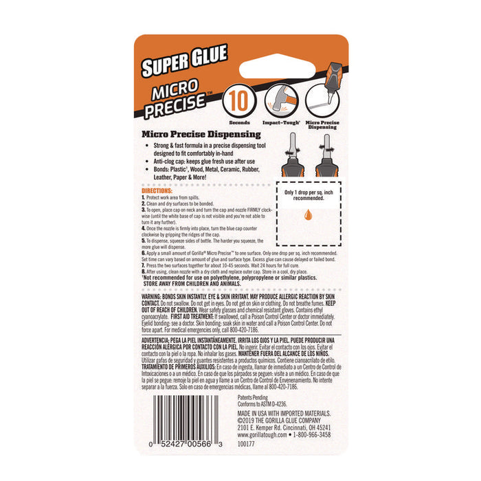 Super Glue Micro Precise, 0.18 oz, Dries Clear