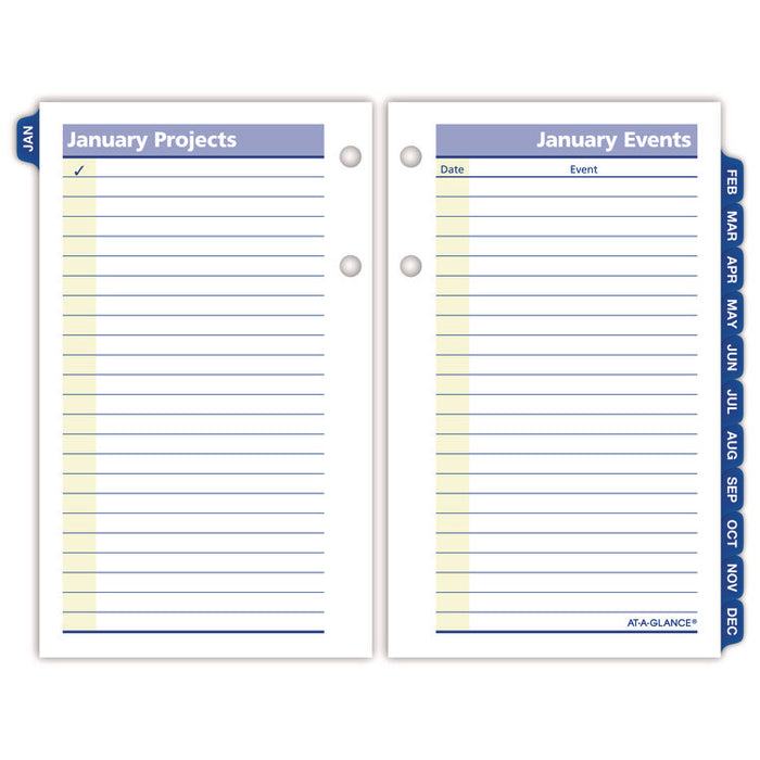 QuickNotes Desk Calendar Refill, 3.5 x 6, White/Yellow/Blue Sheets, 12-Month (Jan to Dec): 2026
