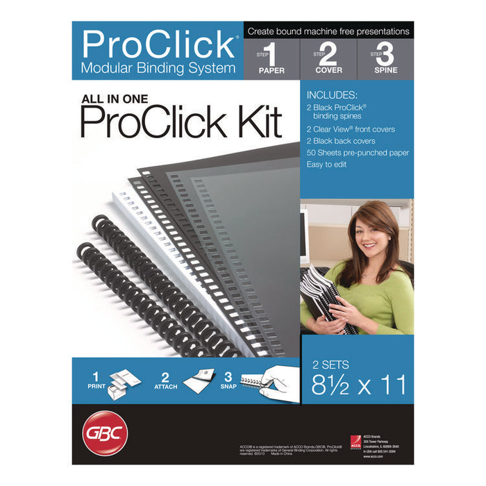 Instant Report Kits, 0.31" Capacity, For 11 x 8.5 Sheets, Clear/Black Covers, Black Spine, 2 Kits/Pack