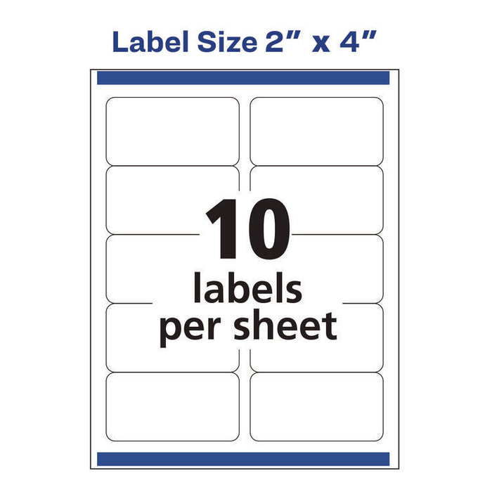 White Shipping Labels-Bulk Packs, Inkjet/Laser Printers, 2 x 4, White, 10/Sheet, 250 Sheets/Box