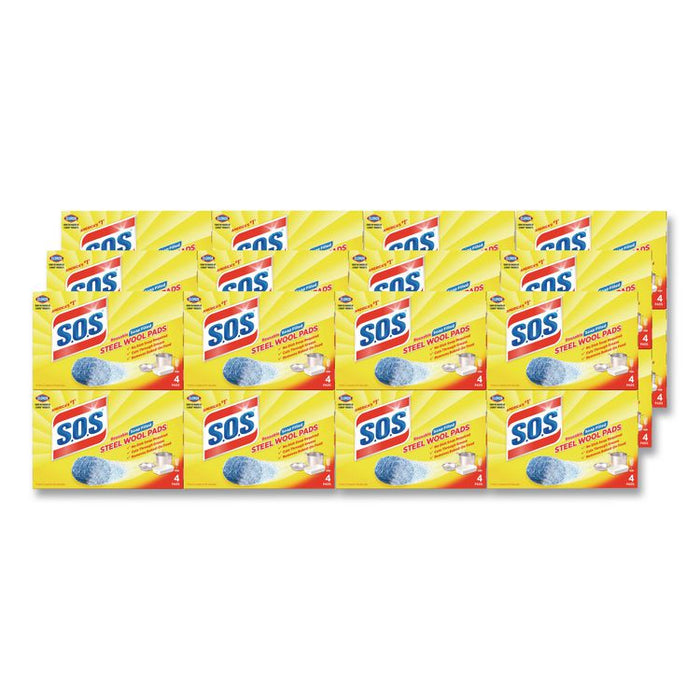 Steel Wool Soap Pads, Steel, 4/Box, 24 Boxes/Carton