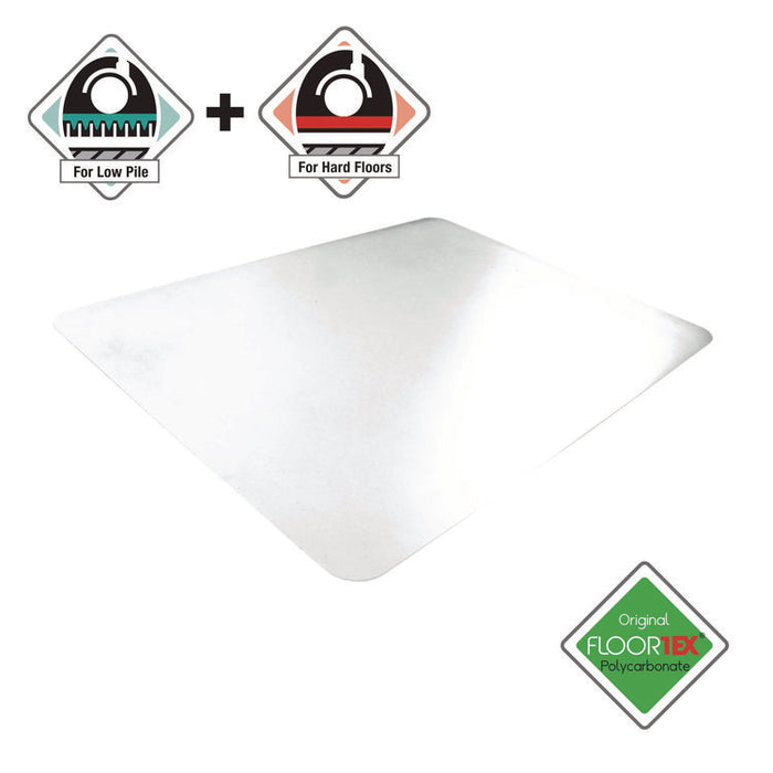Cleartex Unomat Anti-Slip Polycarbonate Chair Mat for Flat Pile Carpeted and Hard Floors, Rectangular, 35" x 47", Clear