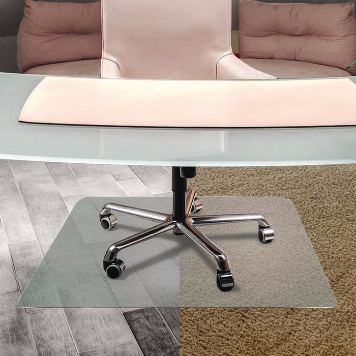 Cleartex Unomat Anti-Slip Polycarbonate Chair Mat for Flat Pile Carpeted and Hard Floors, Rectangular, 35" x 47", Clear