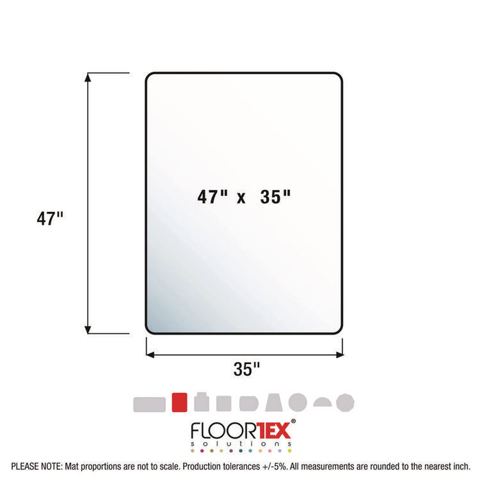 Cleartex Unomat Anti-Slip Polycarbonate Chair Mat for Flat Pile Carpeted and Hard Floors, Rectangular, 35" x 47", Clear