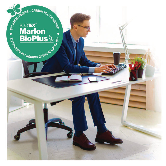 Ecotex Marlon BioPlus Rectangular Polycarbonate Chair Mat for Hard Floors, Rectangular, 29" x 47", Clear