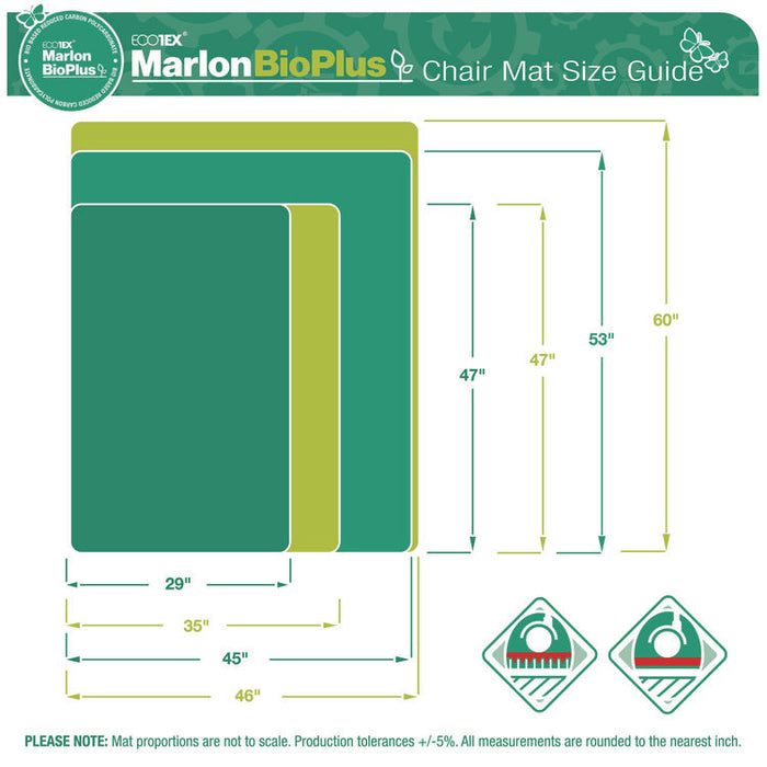 Ecotex Marlon BioPlus Rectangular Polycarbonate Chair Mat for Hard Floors, Rectangular, 29" x 47", Clear
