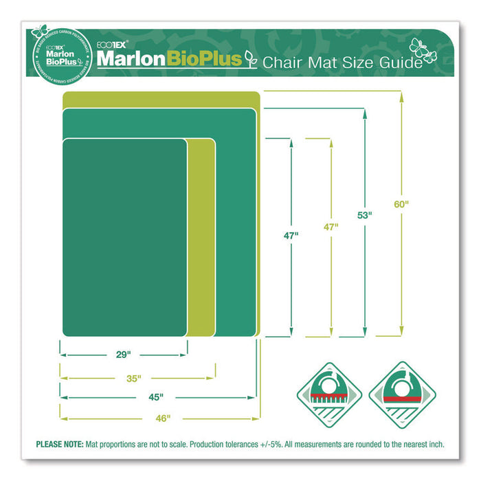 Ecotex Marlon BioPlus Rectangular Polycarbonate Chair Mat for Hard Floors, Rectangular, 46" x 60", Clear