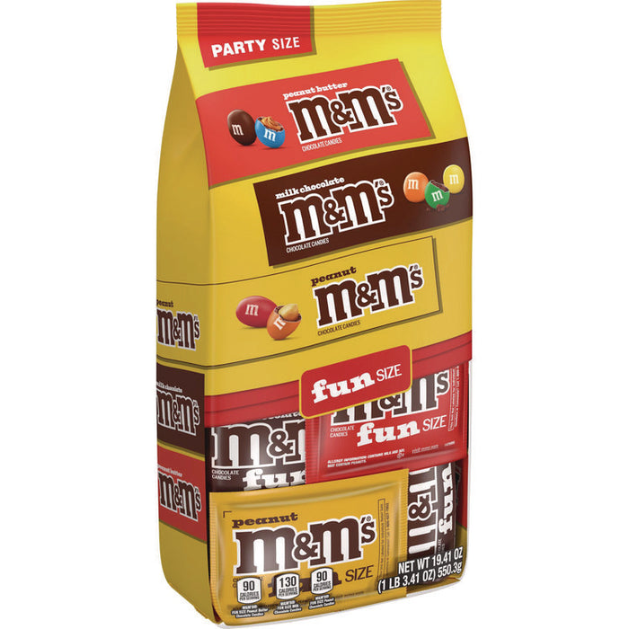 M and M's Milk Chocolate, Peanut and Peanut Butter Variety Pack Fun Size Chocolate Candy Assortment, 19.41 oz Bag