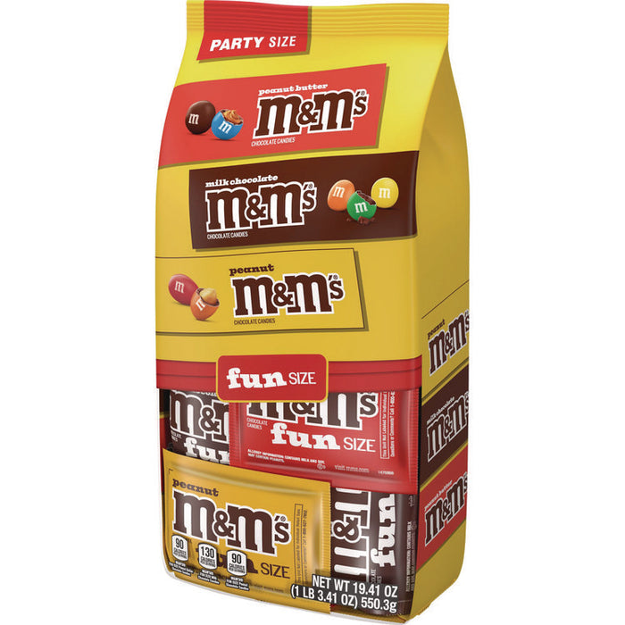 M and M's Milk Chocolate, Peanut and Peanut Butter Variety Pack Fun Size Chocolate Candy Assortment, 19.41 oz Bag