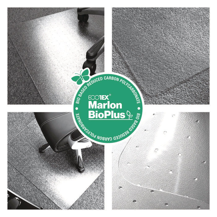 Ecotex Marlon BioPlus Polycarbonate Chair Mat for Low to Medium Pile Carpeted Floors, Rectangular, 45" x 53", Clear