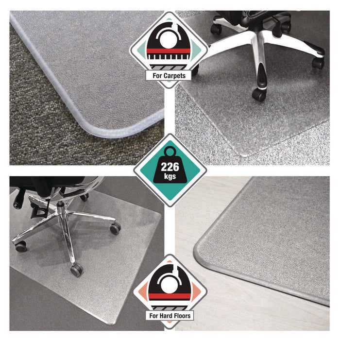 Cleartex MegaMat Heavy-Duty Polycarbonate Mats for Flat to Plush Pile Carpeted and Hard Floors, Rectangular, 46" x 53", Clear
