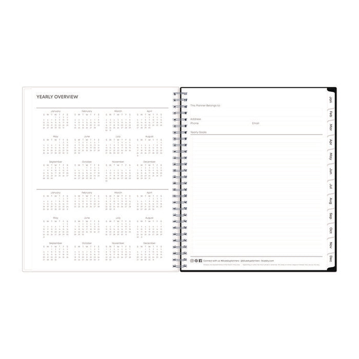 Analeis Monthly Planner, Floral Artwork, 10 x 8, White/Black/Coral Cover, 12-Month (Jan to Dec): 2026