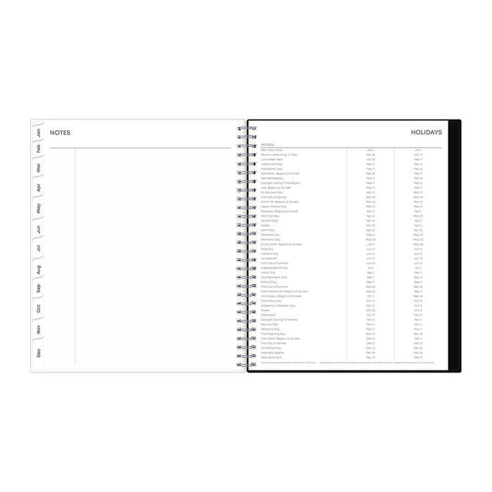 Analeis Monthly Planner, Floral Artwork, 10 x 8, White/Black/Coral Cover, 12-Month (Jan to Dec): 2026