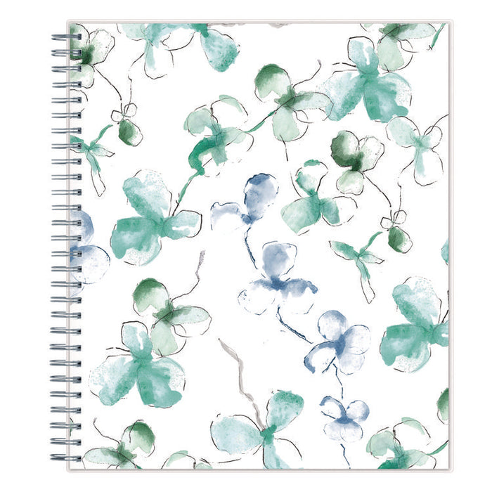 Lindley Monthly Planner, Floral Artwork, 10 x 8, White/Blue/Green Cover, 12-Month (Jan to Dec): 2026