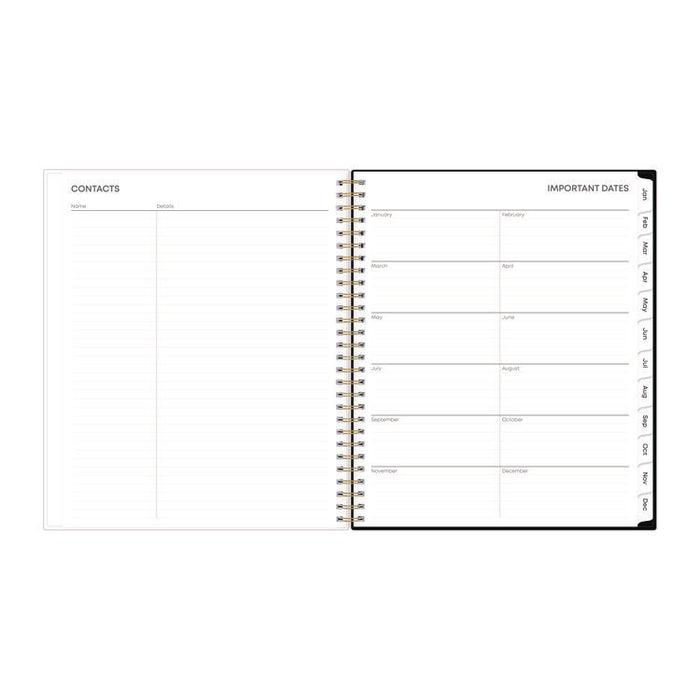 Baccara Dark Monthly Planner, Floral Artwork, 10 x 8, Gray/Black/Gold Cover, 12-Month (Jan to Dec): 2026