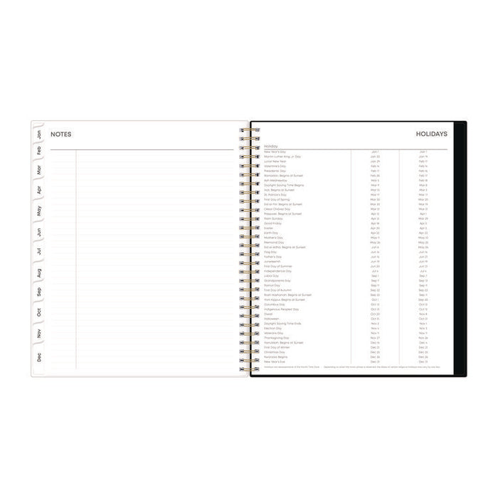 Baccara Dark Monthly Planner, Floral Artwork, 10 x 8, Gray/Black/Gold Cover, 12-Month (Jan to Dec): 2026