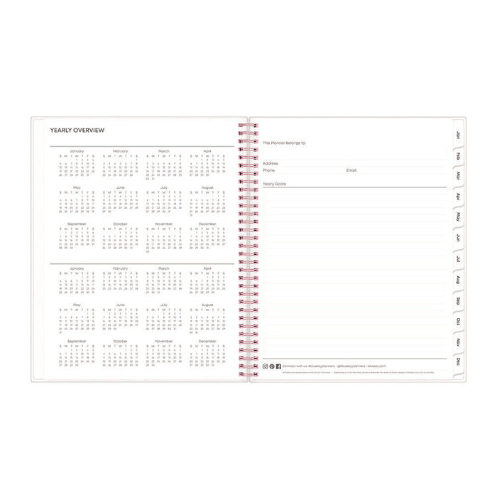 Joselyn Weekly/Monthly Planner, Floral Artwork, 11 x 8.5, Pink/Peach/Black Cover, 12-Month (Jan to Dec): 2026