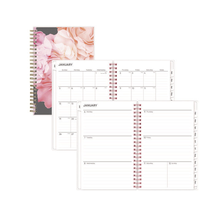 Joselyn Weekly/Monthly Planner, Floral Artwork, 8 x 5, Pink/Peach/Black Cover, 12-Month (Jan to Dec): 2026