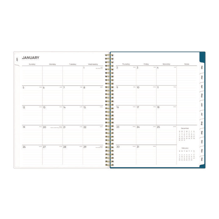 Bakah Blue Weekly/Monthly Planner, Floral Artwork, 11 x 8.5, Blue/White Cover, 12-Month (Jan to Dec): 2026