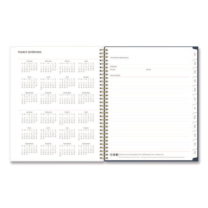 Ashlyn Weekly/Monthly Planner, Floral Artwork, 11 x 8.5, Navy/Multicolor Cover, 12-Month (Jan to Dec): 2026