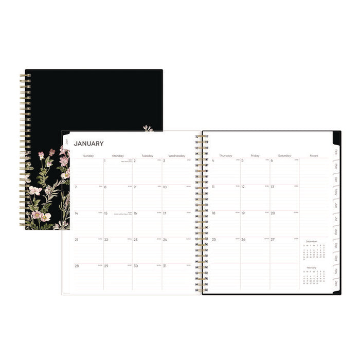 Nevaeh Monthly Planner, Floral Artwork, 10 x 8, Black/Multicolor Cover, 12-Month (Jan to Dec): 2026