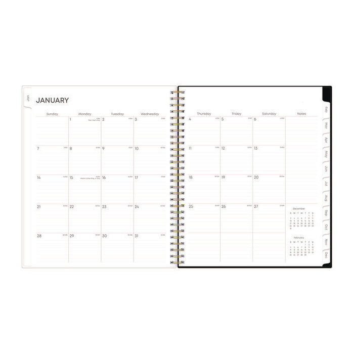 Nevaeh Monthly Planner, Floral Artwork, 10 x 8, Black/Multicolor Cover, 12-Month (Jan to Dec): 2026