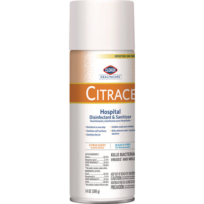 Citrace Hospital Disinfectant and Sanitizer, Citrus Scent, 14 oz Aerosol Spray, 12/Carton
