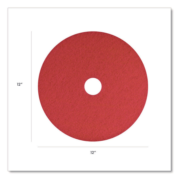Buffing Pad, 12" Diameter, Red, 5/Carton