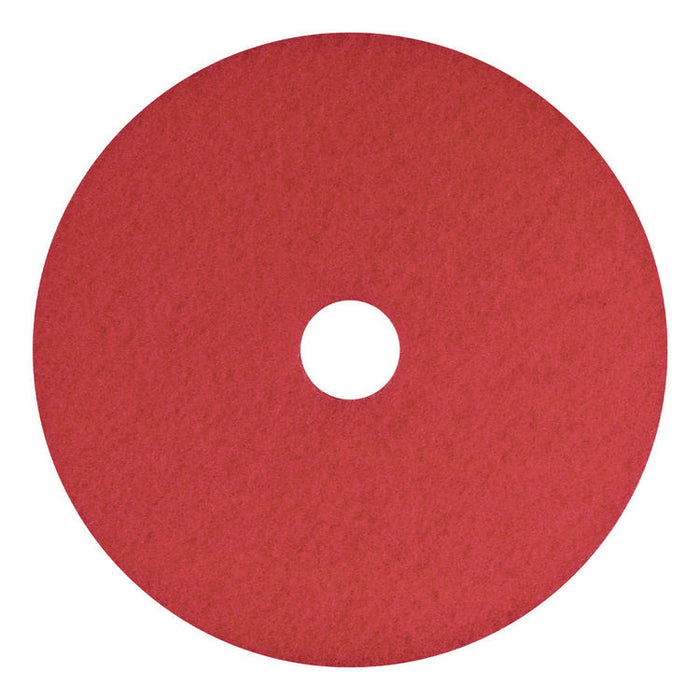 Buffing Pad, 15" Diameter, Red, 5/Carton