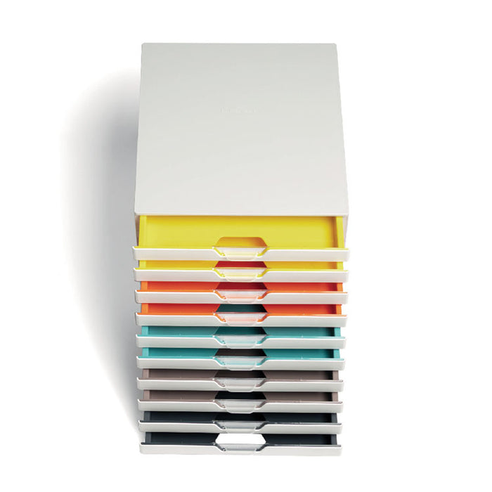 VARICOLOR Stackable Plastic Drawer Box, 10 Drawers, Letter to Folio Size Files, 11.5 x 14 x 11, White