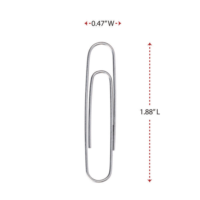 Paper Clips, Jumbo, Smooth, Silver, 100 Clips/Box, 10 Boxes/Pack