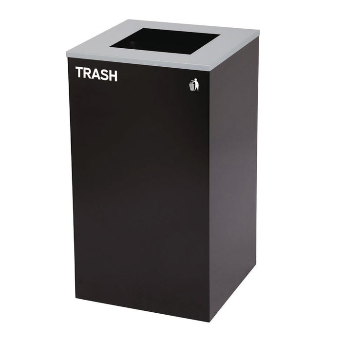 29 Gallon Trash/Recycling Cans, Steel, Green Recycling Can with Square Lid, Black Trash Can with Square Lid