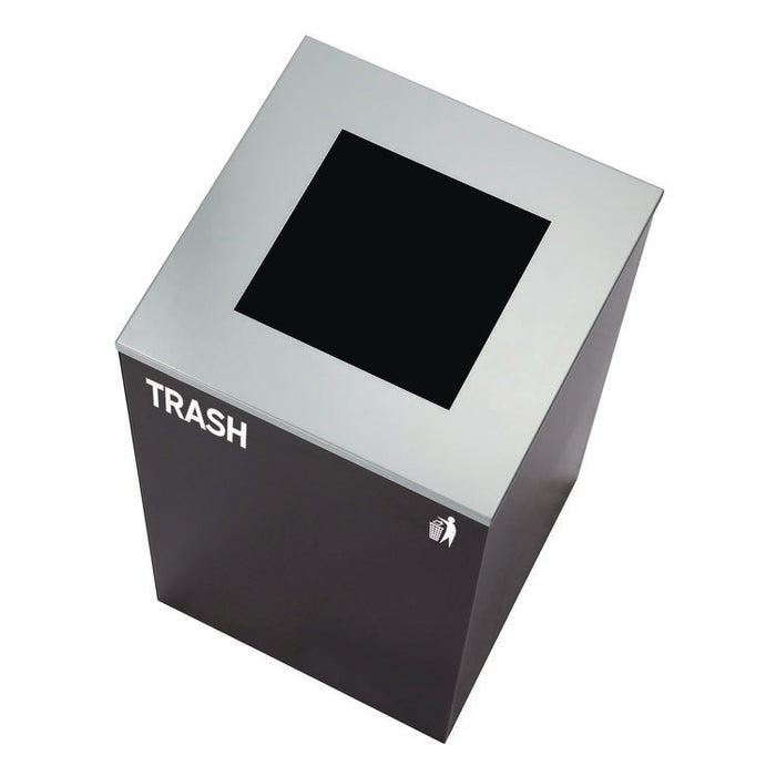 29 Gallon Trash/Recycling Cans, Steel, Green Compost Can with Square Lid, Black Trash Can with Square Lid