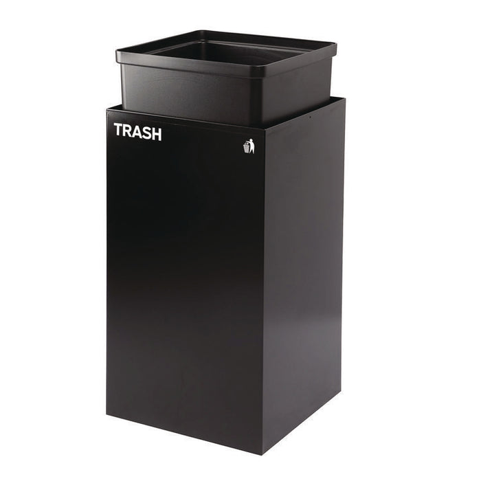 29 Gallon Trash/Recycling Cans, Steel, Blue Recycling Can, Green Compost Can, Black Trash Can with Square Lids