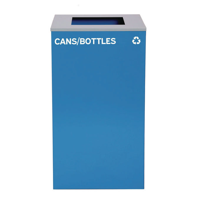 29 Gallon Trash/Recycling Cans, Steel, Blue Cans/Bottles Recycling Can, Green Compost Can, Black Trash Can with Square Lids