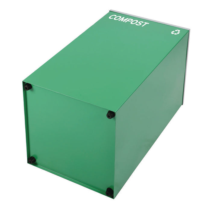 29 Gallon Trash/Recycling Cans, Steel, Blue Mixed Recycling Can w/Mixed Lid, Green Compost and Black Trash Cans w/Square Lids