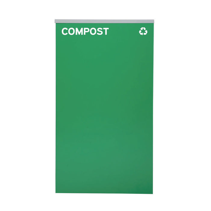 29 Gallon Trash/Recycling Cans, Steel, Blue Cans/Bottles Recycling Can w/Mixed Lid, Green Compost and Black Trash w/Sq Lid