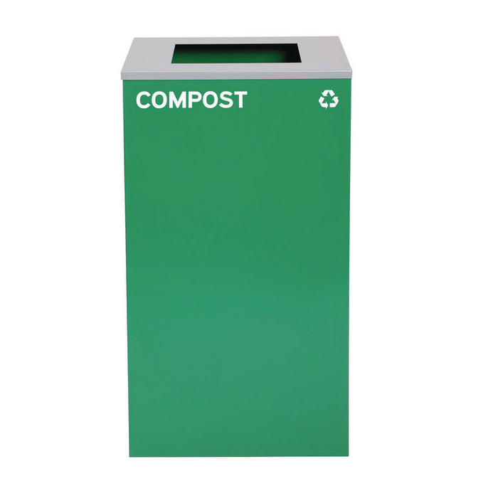 29 Gallon Trash/Recycling Cans, Steel, Green Compost Can with Square Lid