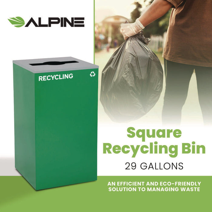 29 Gallon Trash/Recycling Cans, Steel, Green Recycling Can with Mixed Lid