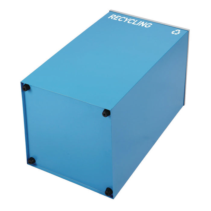 29 Gallon Trash/Recycling Cans, Steel, Blue Recycling Can with Mixed Lid