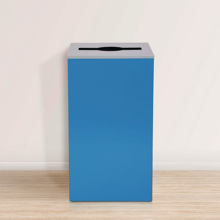 29 Gallon Trash/Recycling Cans, Steel, Blue Can with Mixed Lid