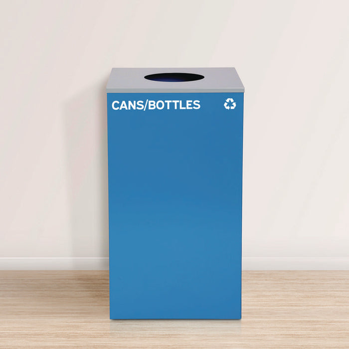 29 Gallon Trash/Recycling Cans, Steel, Blue Cans/Bottles Recycling Can with Circle Lid