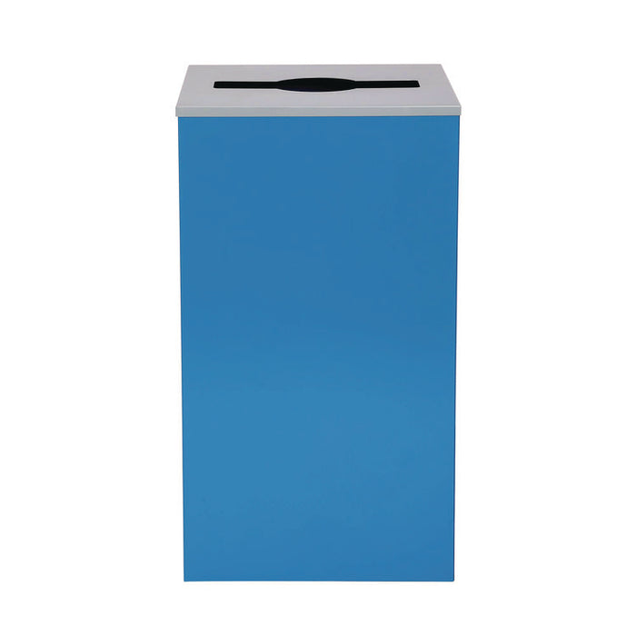 29 Gallon Trash/Recycling Cans, Steel, Blue Can with Mixed Lid