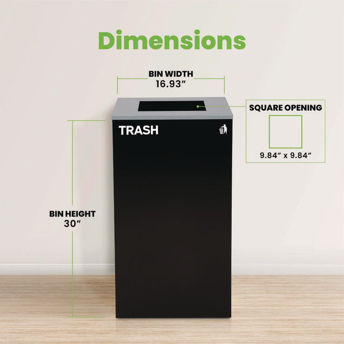 29 Gallon Trash/Recycling Cans, Steel, Black Trash Can with Square Lid