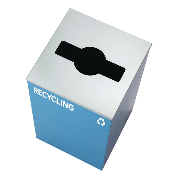 29 Gallon Trash/Recycling Cans, Steel, Blue Recycling Can and Green Compost Can w/Mixed Lids, Black Trash Can with Square Lid