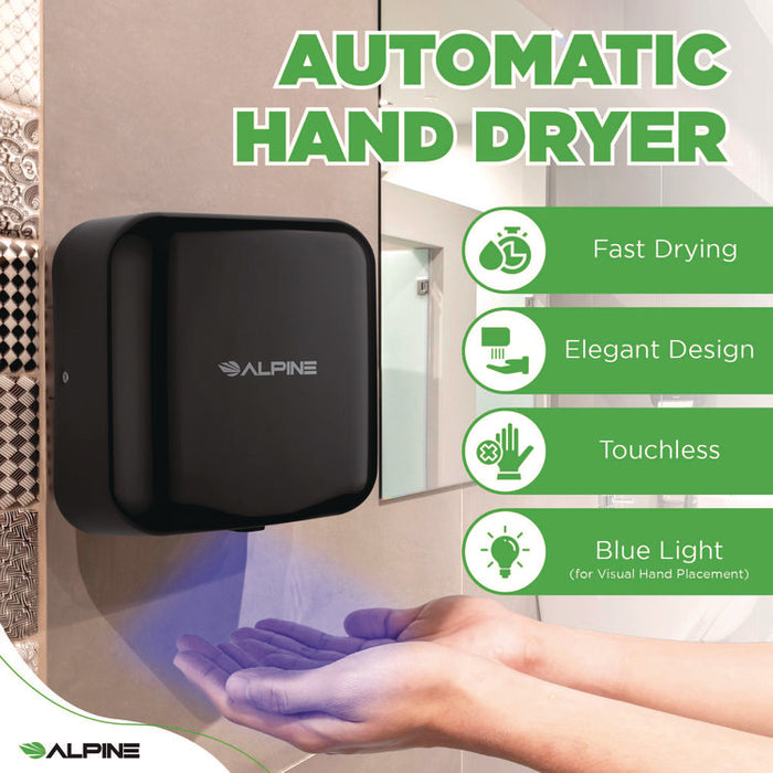 Hemlock Commercial Automatic 120V Hand Dryer, 6.69 x 11.41 x 12.31, Black