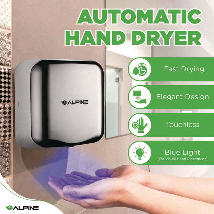 Hemlock Commercial Automatic 120V Hand Dryer, 6.68 x 11.41 x 12.31, Chrome