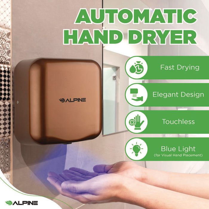 Hemlock Commercial Automatic 120V Hand Dryer, 6.68 x 11.41 x 12.31, Copper