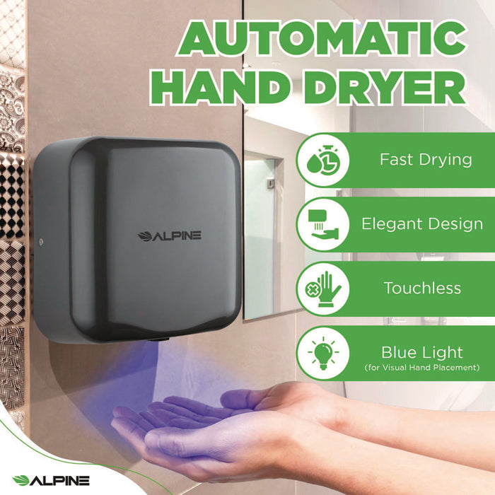 Hemlock Commercial Automatic 120V Hand Dryer, 6.68 x 11.41 x 12.31, Gray
